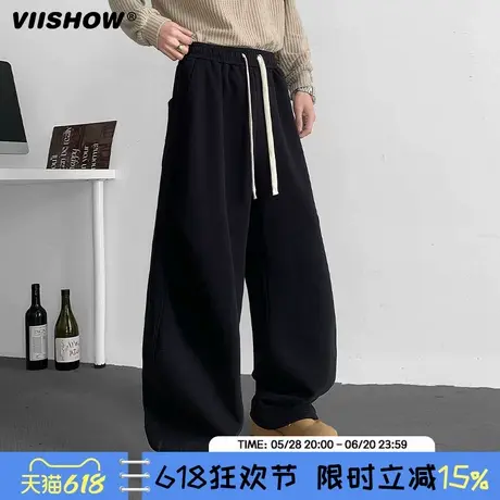 VIISHOW美式扎染弯刀裤男夏季潮牌高街宽松运动直筒阔腿休闲裤子商品大图
