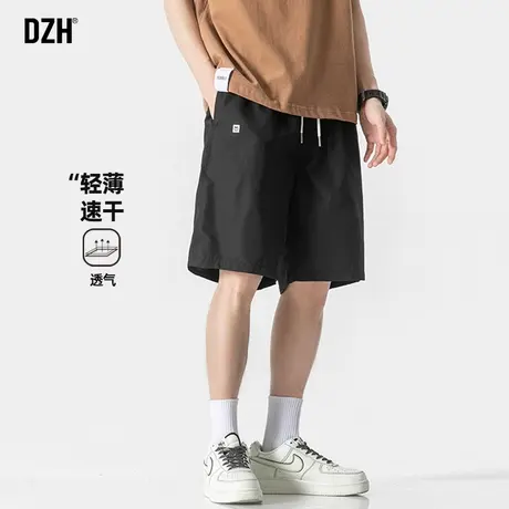 男士黑色速干短裤男夏季休闲百搭宽松五分裤2025新款大裤衩沙滩裤商品大图