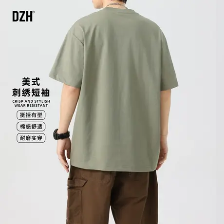 夏季重磅美式刺绣短袖t恤男潮牌2025夏季新款宽松半袖男款五分袖商品大图