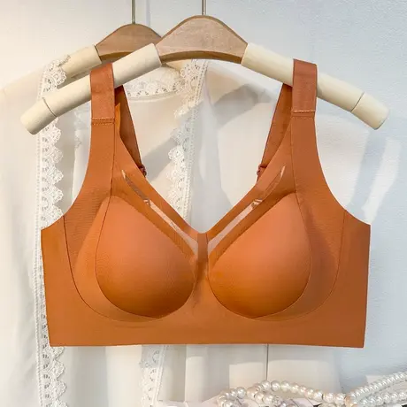 运动无痕内衣女聚拢收副乳防下垂大码薄款大胸显小文胸罩2025新款商品大图