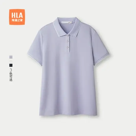 HLA/海澜之家商务休闲翻领短袖POLO衫25春夏新款弹力直筒上衣女装商品大图