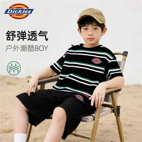 Dickies童装男童夏装套装男孩夏季条纹短袖t恤儿童夏款两件套潮A商品大图