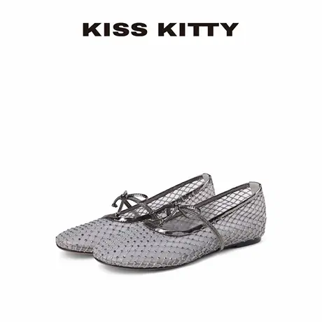 KISSKITTY单鞋女2025新款浅口玛丽珍鞋软底芭蕾鞋低跟镂空平底鞋图片