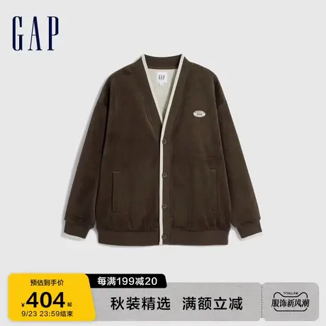 Gap男女装秋季2023新款LOGO校园风宽松开襟纽扣卫衣762545上衣商品大图