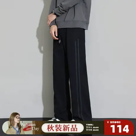 唐狮26春季新款男士休闲长裤宽松抽绳美式直筒阔腿运动裤子男潮流图片