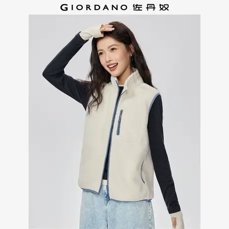 佐丹奴毛绒绒马甲女秋冬新款仿羊羔绒多口袋立领背心外套13375793商品大图