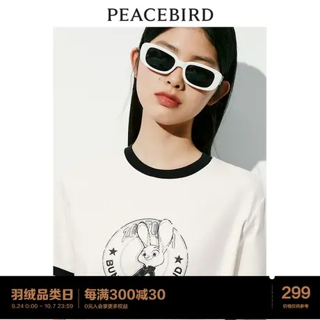 【商场同款】太平鸟疯狂动物城短袖T恤女撞色印花T A1DAD2269商品大图