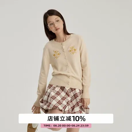omont蛋挞家 复古铃兰花针织开衫2025春季圆领慵懒羊毛上衣毛衣商品大图