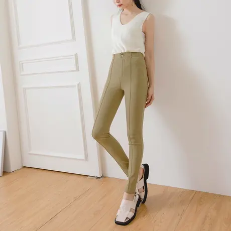 桔熊春夏季通勤中缝长裤子女纯色显腿长高腰收腹小脚裤大码BA6651图片