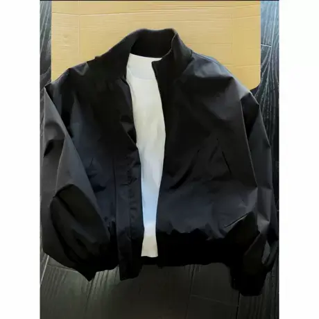 cleanfit黑色飞行员夹克男款秋季痞帅立领外套美式高街短款棒球服商品大图