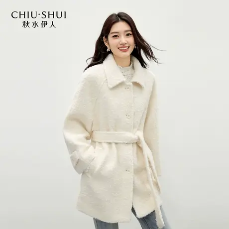 【来了就好】秋水伊人气质翻领大衣冬季通勤可调节袖袢毛呢外套图片