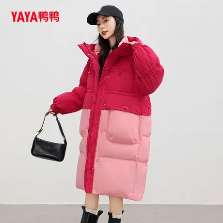 鸭鸭羽绒服女款2023年新品长款连帽加厚韩版时尚休闲保暖外套C图片