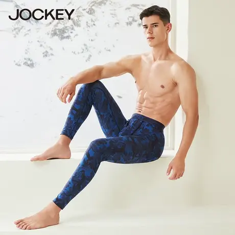 jockey秋冬男士保暖单裤舒适莫代尔秋裤修身印花休闲时尚棉毛裤图片