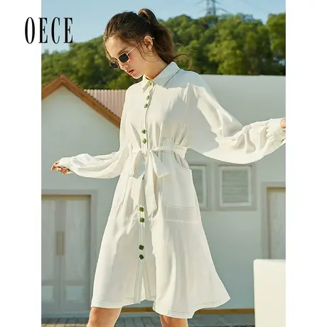 【买1送1】Oece法式甜美气质连衣裙春秋女装设计感收腰裙子图片
