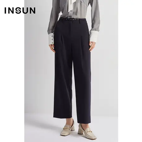 恩裳商场同款秋季时尚舒适羊毛弹力垂感经典直通休闲裤女商品大图