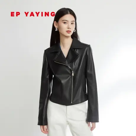 EP YAYING雅莹女装 绵羊皮短款机车夹克皮衣 秋冬商场同款P106A图片