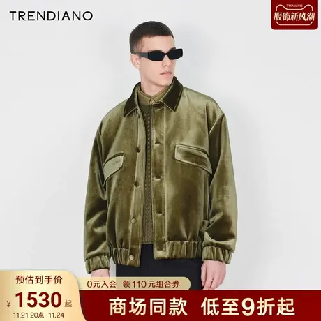 TRENDIANO官方品质绒感立体口袋翻领夹克外套男2023新款冬季商品大图
