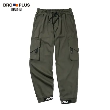 胖哥哥大码工装裤男春秋束脚潮流宽松胖子休闲裤加肥加大束脚长裤商品大图