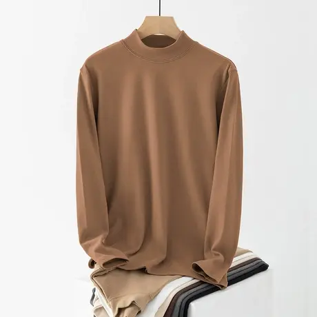 半高领长袖t恤男2024新款秋冬保暖德绒双面绒内搭打底衫中领秋衣商品大图