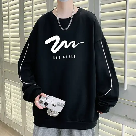 圆领卫衣男款春秋季潮牌套头长袖秋衣宽松印花衣服男士T恤打底衫商品大图