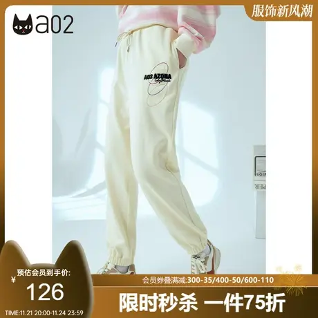 a02休闲裤女秋新品休闲宽松卫裤甜酷潮流百搭束脚裤刺绣裤子商品大图