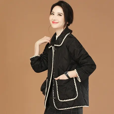 韩潮袭人刺绣polo领轻薄棉衣棉服女冬季新款短款夹棉外套棉袄图片