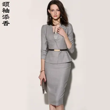 颈袖添香2023春秋装新款气质时尚ol正装套装女装小西装套裙商品大图
