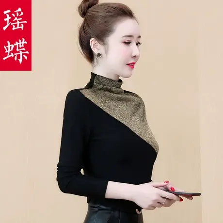 高领打底衫女秋冬加绒衣服2023新品t恤长袖内搭短款上衣洋气欧货商品大图