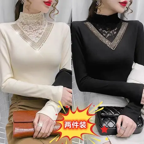 半高领双面德绒打底衫女春秋冬内搭加绒加厚2023新款保暖上衣洋气商品大图