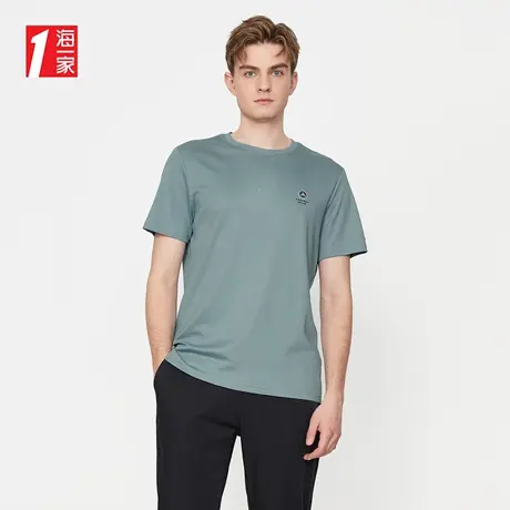 海一家字母印花简约短T夏季亲肤棉透气舒适短袖T恤男商品大图