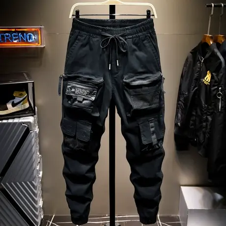 秋季新款工装裤男潮牌高街机能风宽松休闲长裤子束脚机车嘻哈韩版商品大图