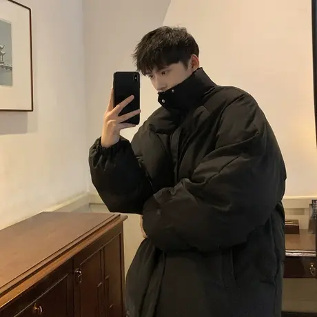 立领棉衣男冬季外套2023新款潮流潮牌加厚情侣装oversize棉服棉袄商品大图