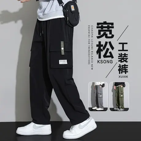 冬季男生宽松阔腿多口袋美式工装秋冬款保暖防寒休闲裤子2024新款商品大图