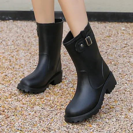 新款防水鞋时尚外穿胶鞋软雨鞋女款中筒防滑防水雨鞋下雨天穿的鞋商品大图