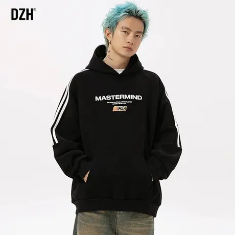 男士黑色连帽卫衣美式重磅衣服男款休闲运动外套男高级感痞帅男装图片
