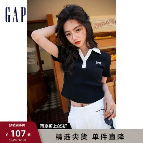 【女友T】Gap女装夏季新款纯棉学院风罗纹针织短袖正肩T恤547248图片