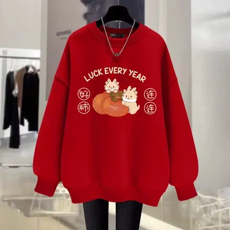 龙年oversize大码山东即墨卫衣小众上衣ins潮冬季加绒情侣装外套图片