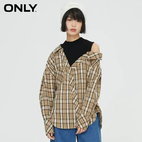 ONLY奥莱夏季个性宽松百搭舒适格子假两件雪纺衫女商品大图
