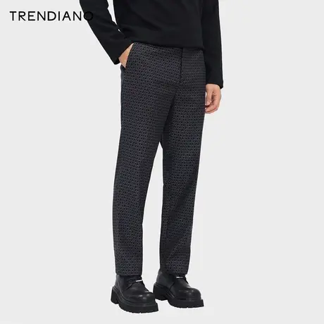 TRENDIANO提花直筒休闲西裤2024年春季新款潮奢字母老花男裤长裤商品大图