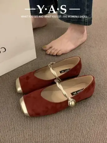 蕾拉法式玛丽珍鞋软皮2024新款日系复古春秋季绒面方头配裙子单鞋商品大图