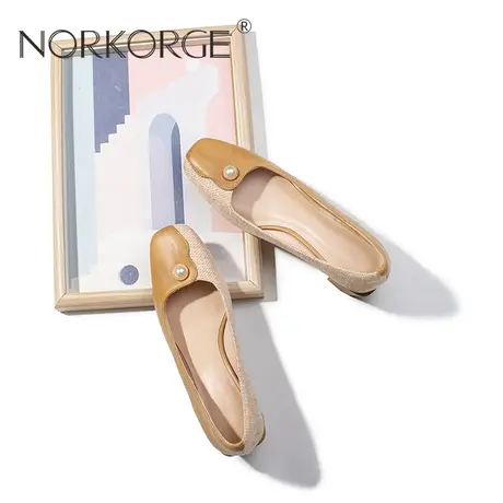 文艺驼色时装单鞋商品大图