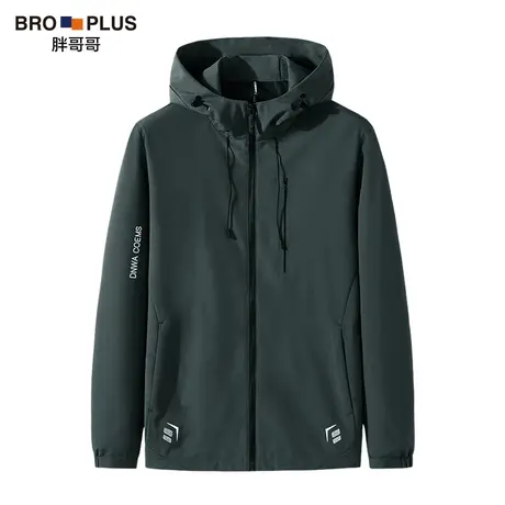 胖哥哥大码夹克男秋季新款胖子外套男装加肥加大休闲连帽防风外套图片