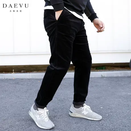 秋新款大码男装大号潮胖子修身小脚弹力加肥加大休闲条绒裤长裤商品大图
