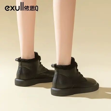 依思q棉鞋女冬加绒2023新款冬季黑色冬靴保暖毛毛鞋短筒雪地靴子商品大图