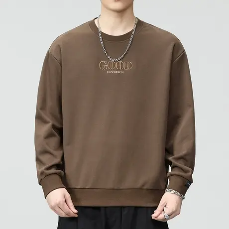 男生早秋痞帅打底衫春秋款男装潮牌印花圆领卫衣秋季新款长袖上衣商品大图