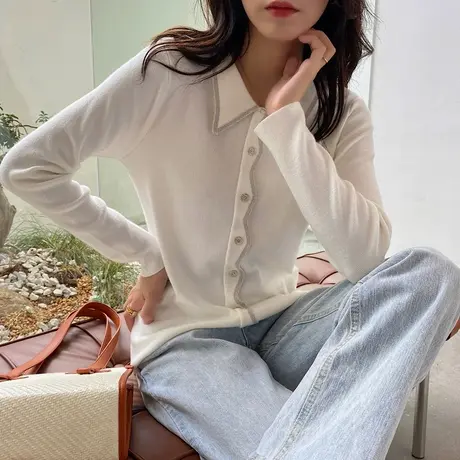 2020春秋新款翻领针织开衫女外套毛衣薄款上衣外搭长袖学院风秋季图片