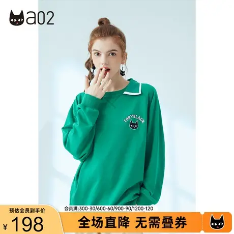 a02卫衣女秋新款潮牌设计感小众圆领宽松卫衣甜酷休闲上衣女商品大图