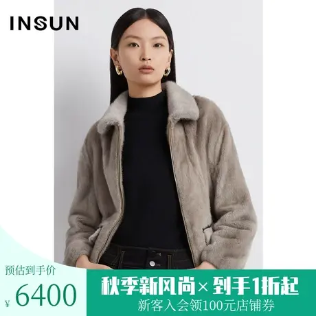 恩裳2022冬季经典直身型柔软光泽感保暖整貂毛呢外套商品大图