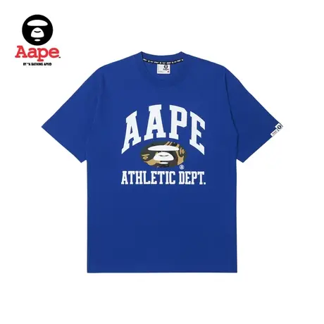 Aape旗舰店男装秋冬猿颜迷彩图案撞色字母印花个性短袖T恤1390XXL商品大图