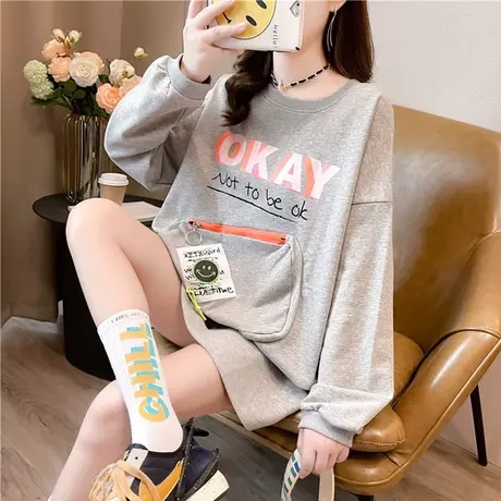 早秋卫衣女春秋季韩版宽松初秋百搭ins薄款中长款欧货上衣外套潮图片